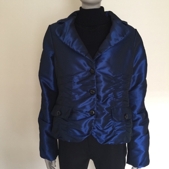 Armani Collezioni Jackets & Blazers - Armani Collezioni iridescent shine evening jacket logo buttons shirred puffer